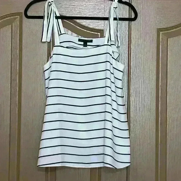 Banana Republic small striped tan tie straps navy white flowy NwT - Picture 2 of 7